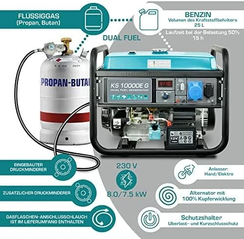 Könner & Söhnen hibridinis (benzinas/LPG) generatorius KS 10000E G