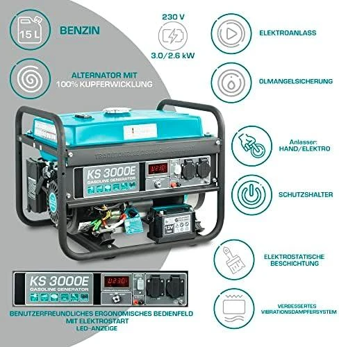 Konner & Sohnen Generatorius benzininis 3000W, KS 3000E