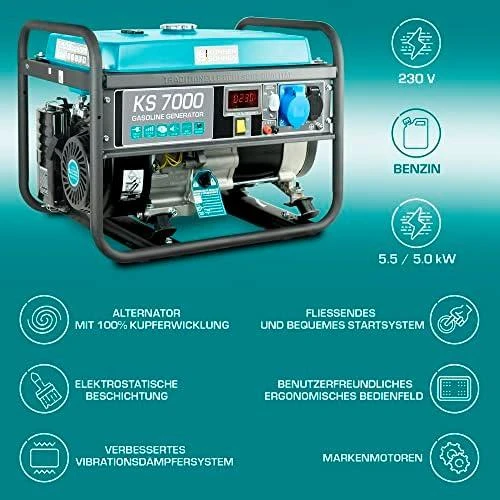 KÖNNER & SÖHNEN Benzininis generatorius 5,0 kW 230 V KS 7000