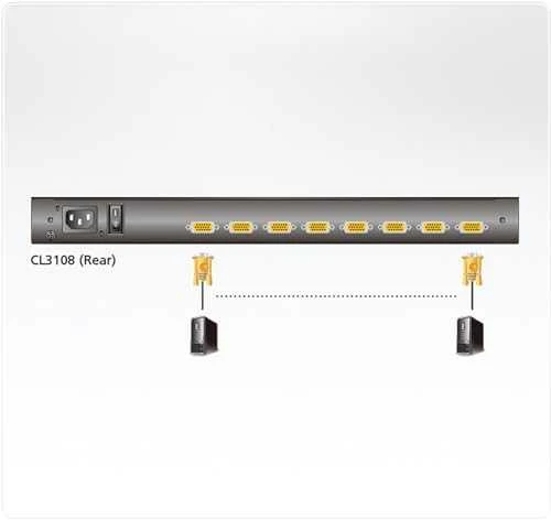 Aten | 8 prievadų PS/2-USB VGA vieno bėgio plačiaekranis LCD KVM jungiklis | CL3108NX-ATA-AG