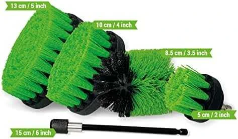 Profesionalus valymo šepetys Premium Drill 5vnt. - vidutiniškai kietas, žalias, 13 cm