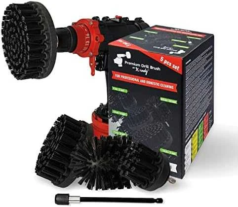 Profesionalus valymo šepetys Premium Drill 5vnt.- ypač kietas, juodas, 13 cm