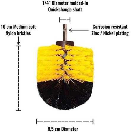 Profesionalūs valymo šepečiai Premium Drill 5vnt. - vidutiniškai minkštas, geltonas, 13 cm