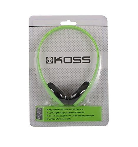 Koss KPH7g žalios ausinės pakuotėje