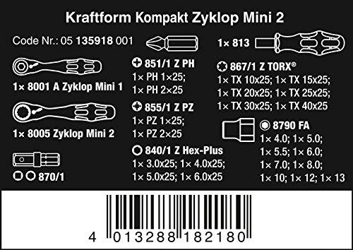 Terkšlyčių Wera Zyklop mini rinkinys, 22 vnt