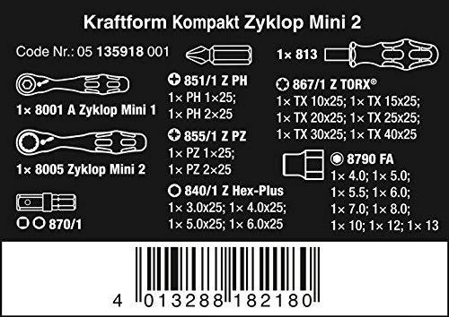 Terkšlyčių Wera Zyklop mini rinkinys, 22 vnt