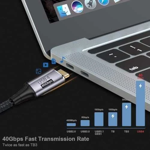 PREMIUMCORD Kabelis USB4™ Gen 3x2 40Gbps 8K@60Hz 240W Thunderbolt 3 kabelis 0,3m