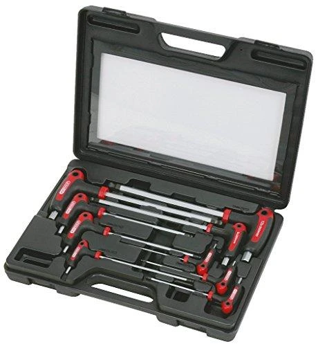 T- formos raktų komplektas, šešiakampiai HEX 2-12 mm, 9 vnt, KS Tools