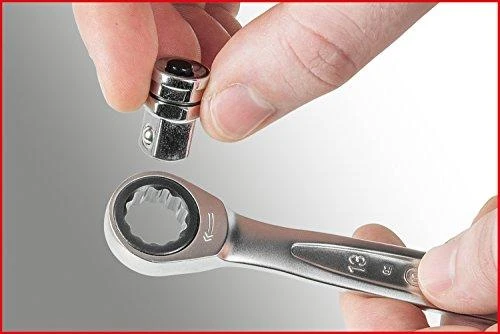 Kombinuotų terkšlinių raktų komplektas su adapteriais 16vnt, KS Tools