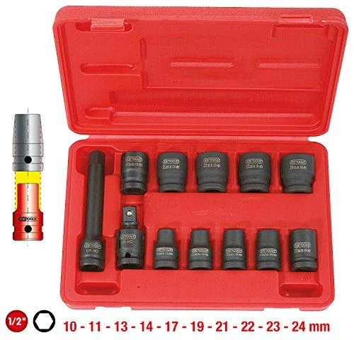 1/2" šešiakampė smūginė galvutė, trumpa, KS Tools