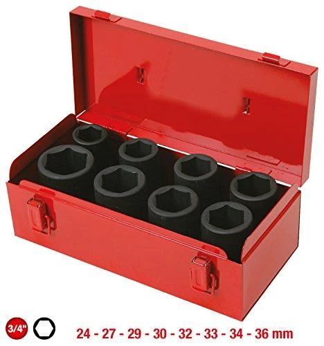 Smūginų galvučių komplektas 3/4" 8 vnt, ilgos, KS Tools
