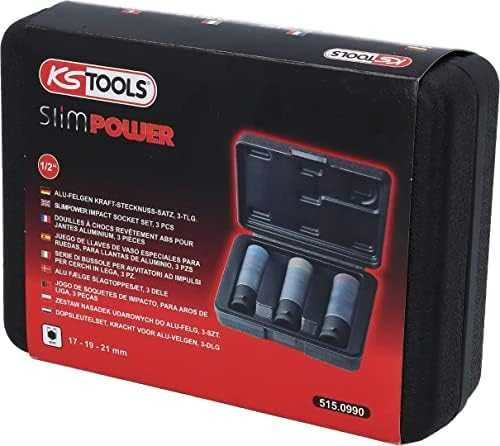 3 dalių ilgų smūginių 1/2" galvučių rinkinys KS TOOLS SlimPower