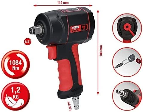 Pneumatinis smūginis veržliasukis 1/2" miniDEVIL, 1084Nm, KS Tools