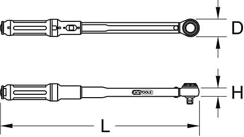 Dinamometrinis raktas su terkšle ERGOTORQUEprecision 1/4" 1-5Nm, KS Tools