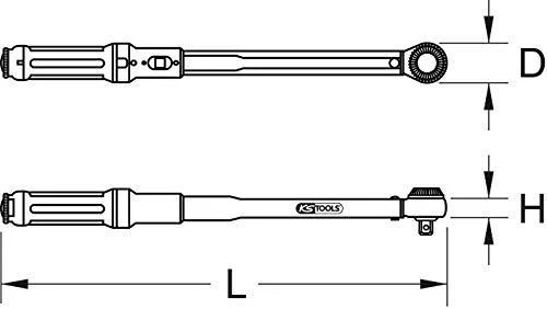 Dinamometrinis raktas su terkšle ERGOTORQUEprecision 1/2" 20-100Nm, KS Tools