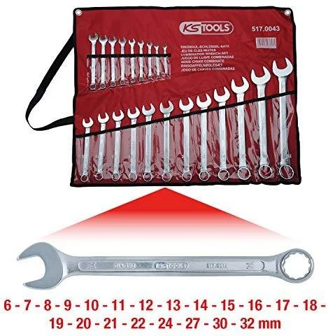 Kombinuotų raktų komplektas 6-32mm 21vnt. su dėklu, KS Tools