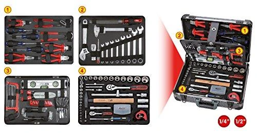 Universalus įrankių komplektas 1/4"+1/2" 127 vnt, KS Tools