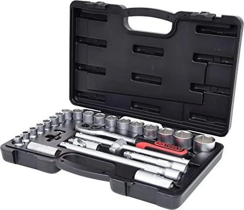 Raktų, terkšlių ir galvučių rinkinys KS TOOLS 1/4"+3/8"+1/2", 216 dalių