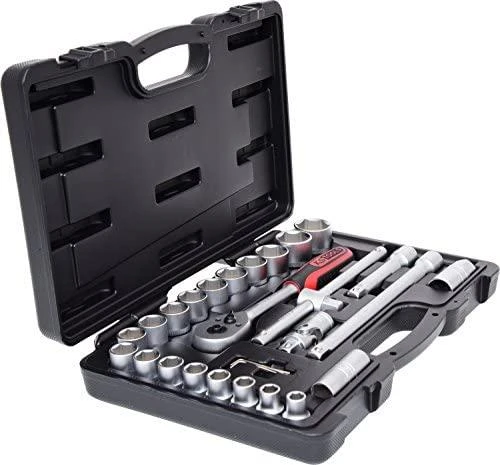 Raktų, terkšlių ir galvučių rinkinys KS TOOLS 1/4"+3/8"+1/2", 216 dalių