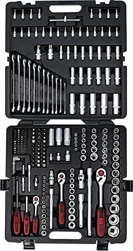 Raktų, terkšlių ir galvučių rinkinys KS TOOLS 1/4"+3/8"+1/2", 216 dalių