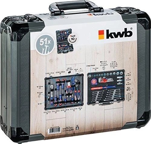 kwb įrankių rinkinys su 99 dalimis aliuminio lagamine, ergonomiškos rankenos, 370760