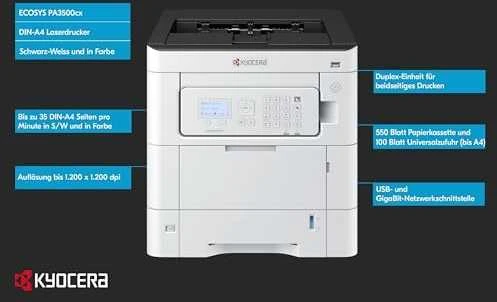 Kyocera ECOSYS PA3500cx Spausdintuvas lazerinis spalvotas Duplex A4 35 ppm Tinklinis LAN USB