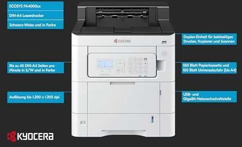 Kyocera ECOSYS PA4000cx Spausdintuvas lazerinis spalvotas Duplex A4 40 ppm Tinklinis LAN USB