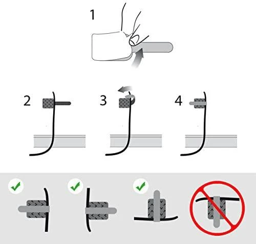LABEL THE CABLE Wall Velcro Cable Holder 10-piece Set - juodos spalvos