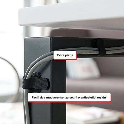 LABEL THE CABLE Wall Velcro Cable Holder 10-piece Set - juodos spalvos