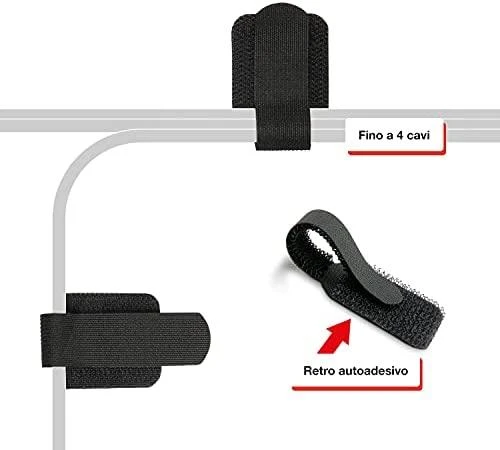 LABEL THE CABLE Wall Velcro Cable Holder 10-piece Set - juodos spalvos