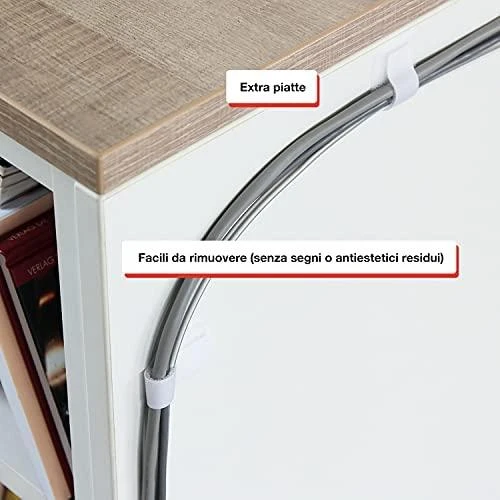 RAM LABEL THE CABLE PRO sieninis kabelių laikiklis su lipnia juosta, 50 dalių rinkinys – baltos spalvos