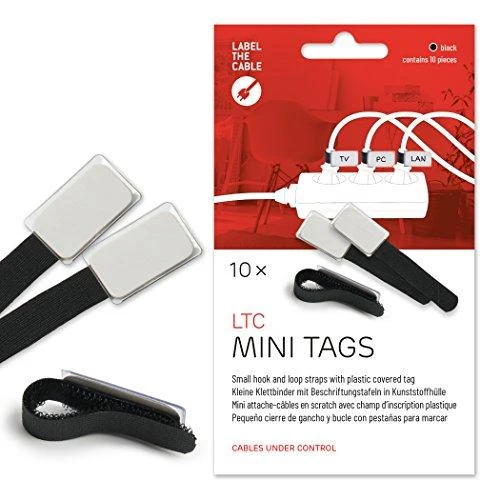LABEL THE CABLE Mini Velcro Ties 10-piece Set - juodos spalvos