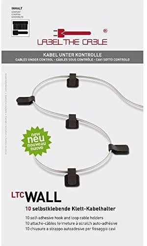 LABEL THE CABLE Wall Velcro Cable Holder 10-piece Set - juodos spalvos