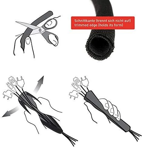 LABEL THE CABLE Cable sleeve 2m – juodos spalvos