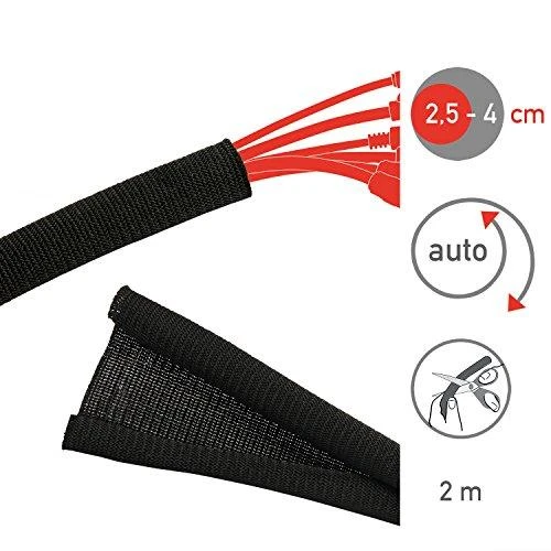 LABEL THE CABLE Cable sleeve 2m – juodos spalvos