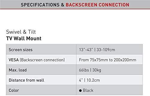 Laikiklis BARKAN 2200.B 26"-39" LED televizorius, 2 lankstų, sieninis, juodas
