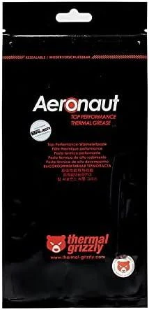 Thermal Grizzly | Terminis tepalas "Aeronaut" 1,5ml/3,8g | Šilumos laidumas: 8,5 W/mk; Šiluminė varža: 0,0129 K/W; Elektros laidumas*: 0 pS/m; Klampumas: 110-160 Pas; Temperatūra: -150 °C / +200 °C;