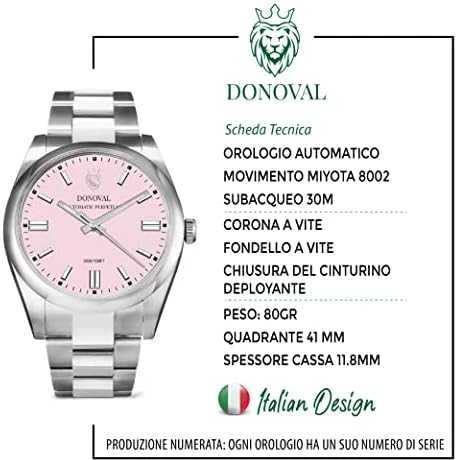 AUTOMATYCZNY Laikrodis vyrams DONOVAL WATCHES Rožinis PANTHER DL0005 + dėžutė (zdo001e)