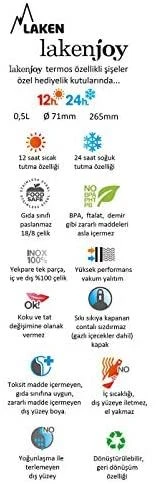 Įvairių spalvų termo gertuvė LakenJoy Thermo Bottle 0,5 l - Juoda