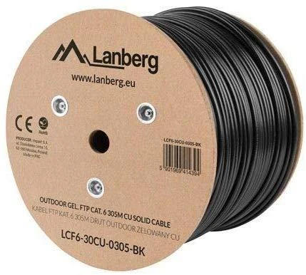 LANBERG LCF6-30CU-0305-BK Lanberg FTP kietas lauko gelis. kabelis, CU, kat.6, 305m, Pilka
