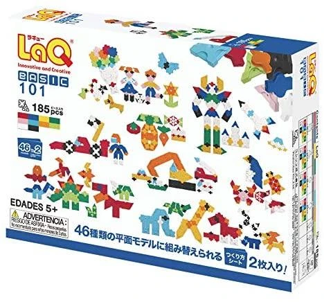 Japoniškas edukacinis konstruktorius LaQ "Basic 101" (185 detalės, 46 schemos, 10 spalvų)