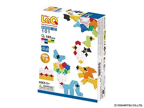 Japoniškas edukacinis konstruktorius LaQ "Basic 101" (185 detalės, 46 schemos, 10 spalvų)
