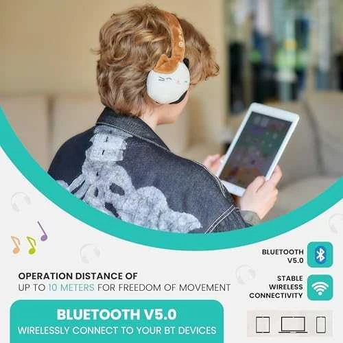 „Squishmallows“ pliušinės „Bluetooth“ ausinės su kamera