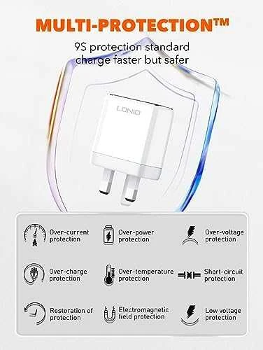 MFi sieninis įkroviklis LDNIO A2528M, 2xUSB-C, USB-C iki Lightning 35W
