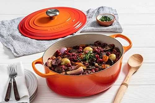 Kepimo Indas - Le Creuset Ovalus Ketaus Puodas 33 cm 7.5L Raudonas