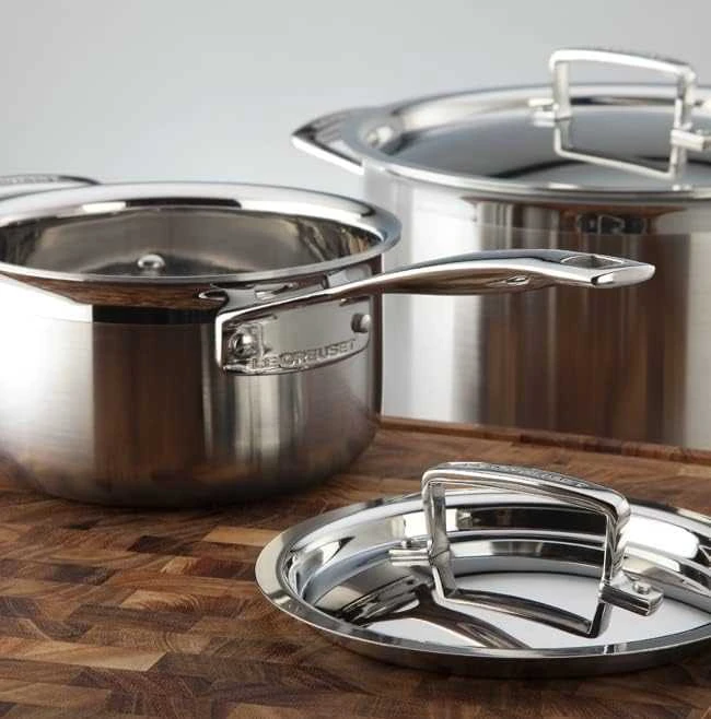 Virtuvės Indų Rinkinys - Le Creuset 3-Sluoksnis 5-Dalių Nerūdijančio Plieno Puodų Rinkinys