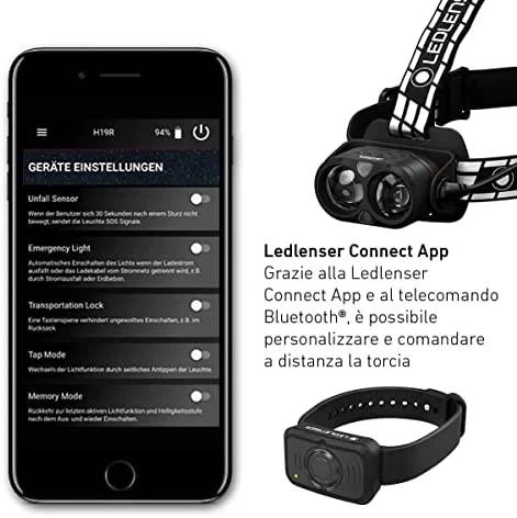 LED Lenser Galvos Žibintas - Ledlenser H19R Juodas