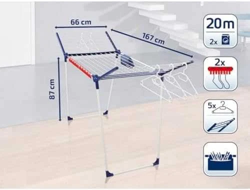 Leifheit Pegasus 200 Comfort Clothes horse wing Mėlyna, Baltas