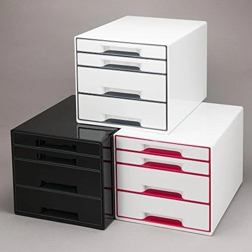 *Dokumentų dėžė Leitz Wow Dual, su 4 stalčiais, baltos/rožinės spalvos