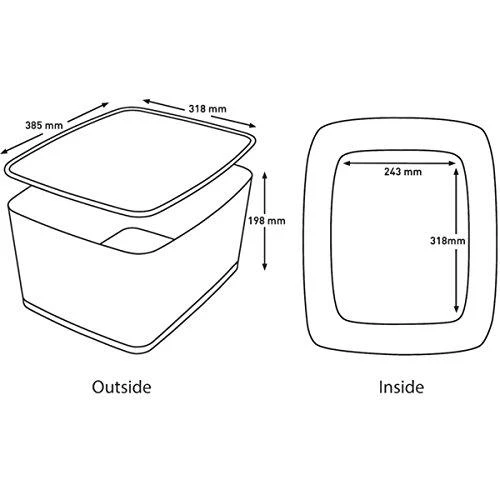 Leitz MyBox daiktadėžės matmenų diagrama